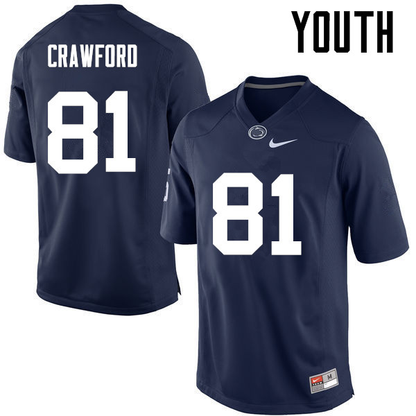 Youth Penn State Nittany Lions #81 Jack Crawford College Football Jerseys-Navy
